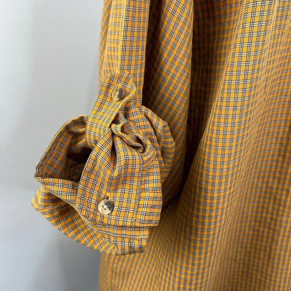 THE NORTH FACE Mens Yellow Gold Gingham Button-Down Long Sleeve Shirt X-Large XL